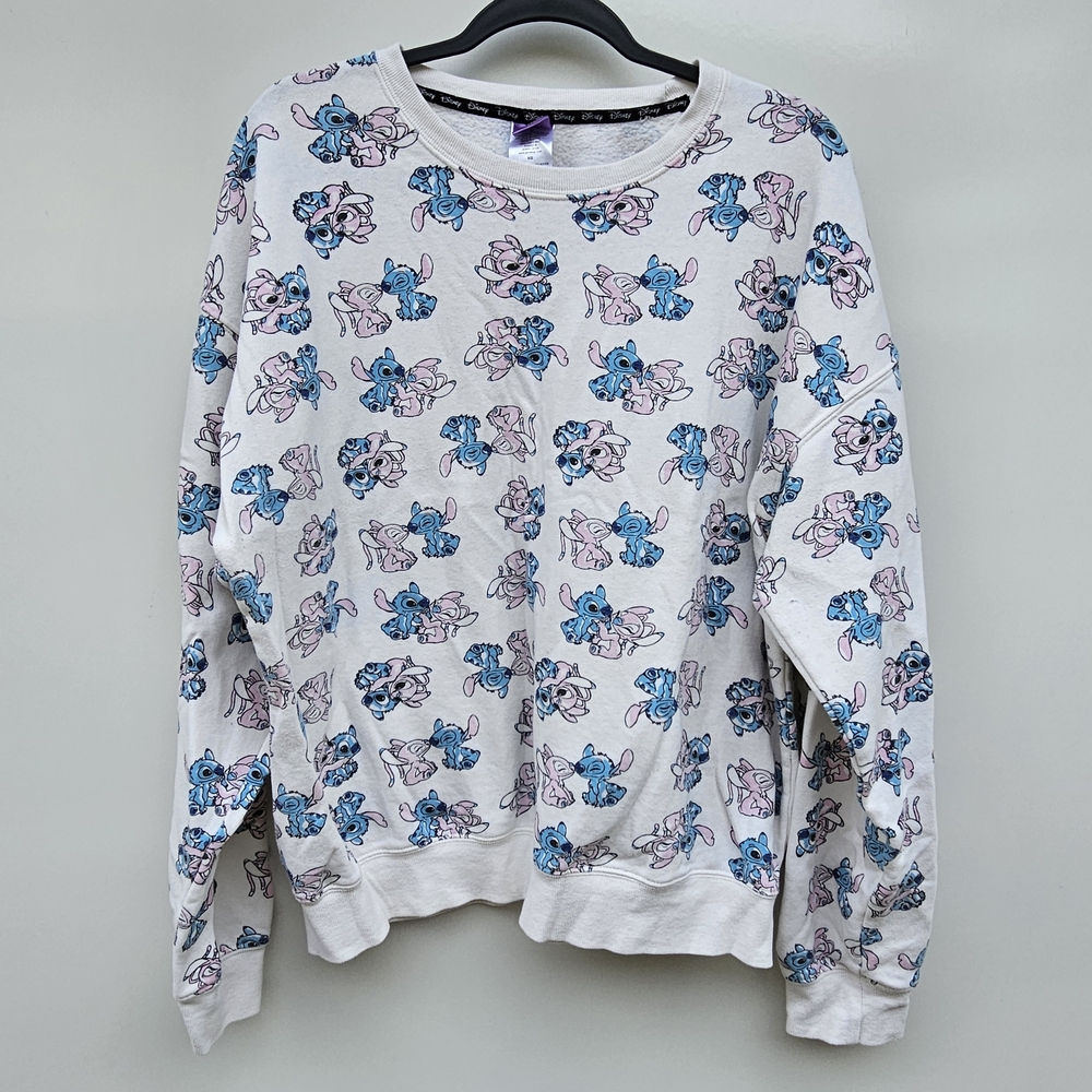Disney White and Blue Character Print Sweater